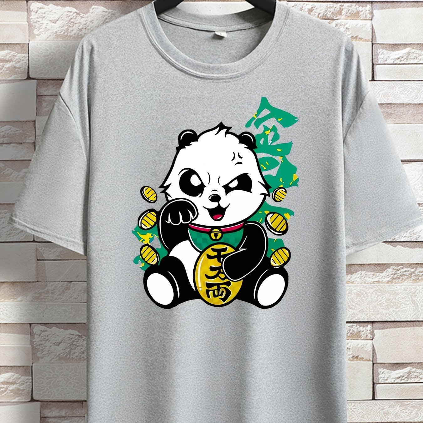 Bonita Camiseta Estampado Panda Camiseta Manga Corta Cuello - Temu