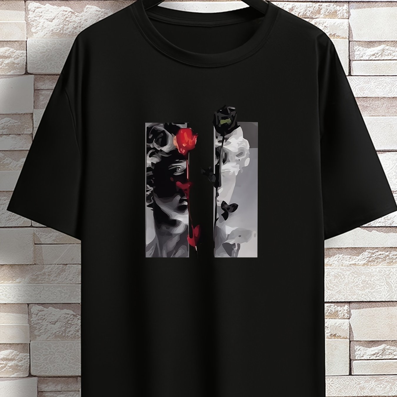TEMU 2023 Spring And Summer Short-sleeved T-shirt Printed Men's Youth Spring And Summer Round Neck Enlarged And Widened Casual Versatile Top, Plus