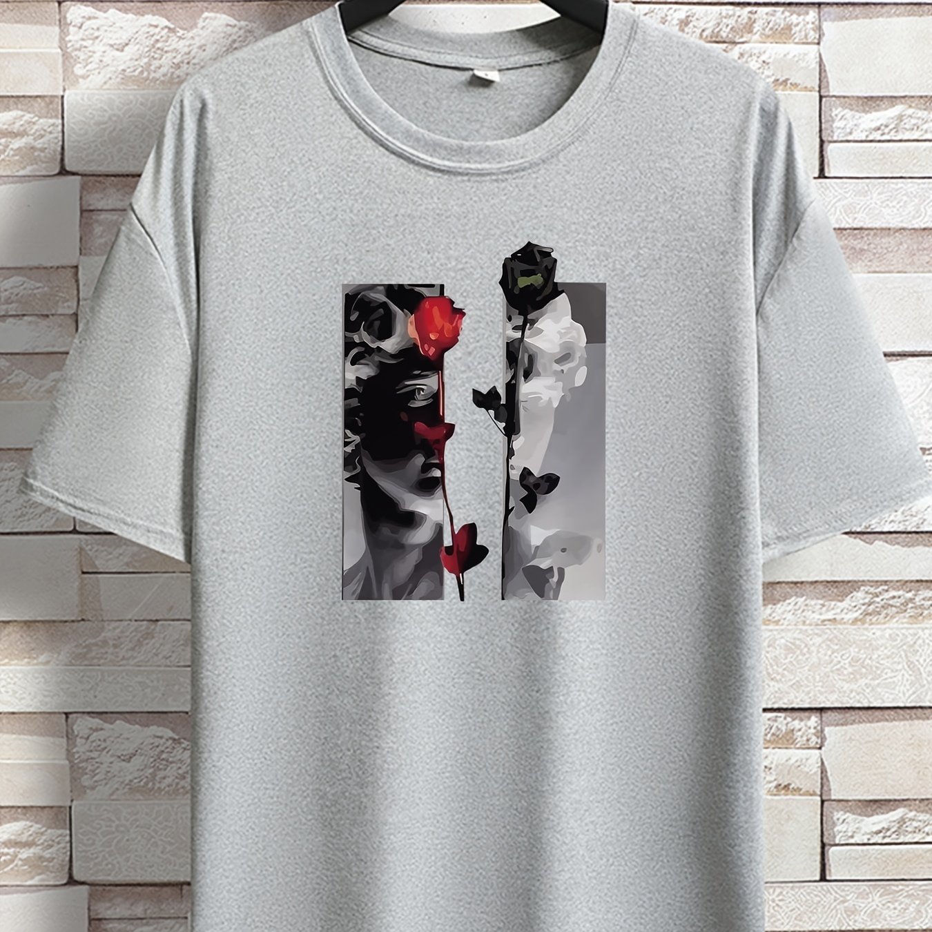 TEMU 2023 Spring And Summer Short-sleeved T-shirt Printed Men's Youth Spring And Summer Round Neck Enlarged And Widened Casual Versatile Top, Plus