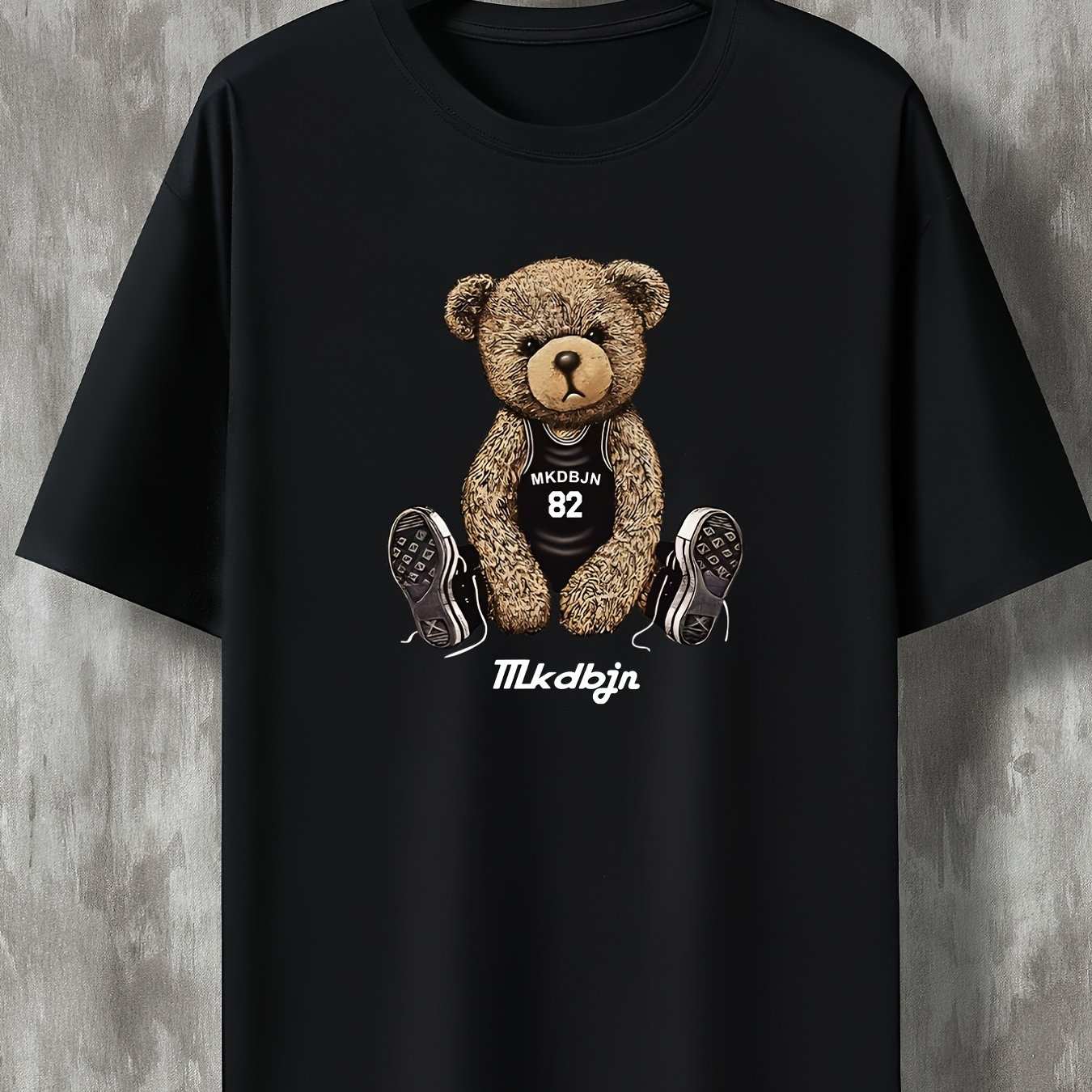 men's trendy teddy bear graphic loose casual short sleeve t