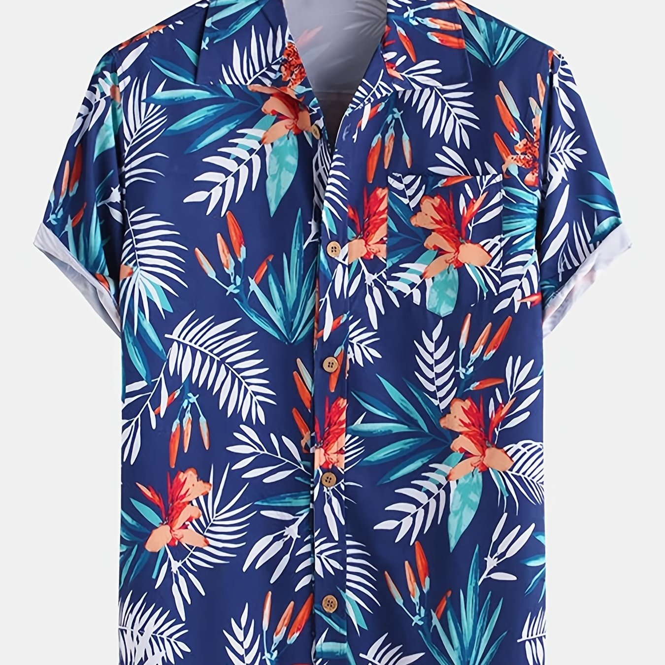 Men's Botanical Print Hawaiian Shirt Breathable Short Sleeve Casual ...