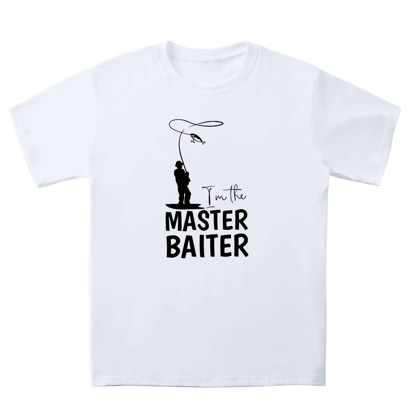 Men's Casual Loose T-Shirts MASTER BAITER Print Round Neck Short Sleeve  Tees Top Summer Clothes