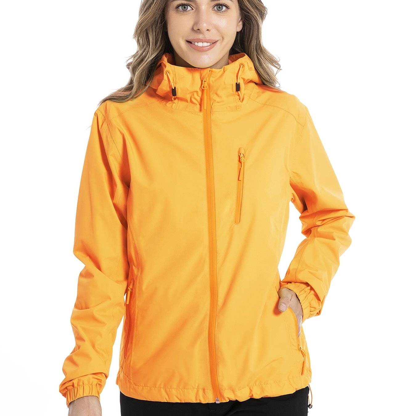 Womens rain jacket clearance with 2 way zipper