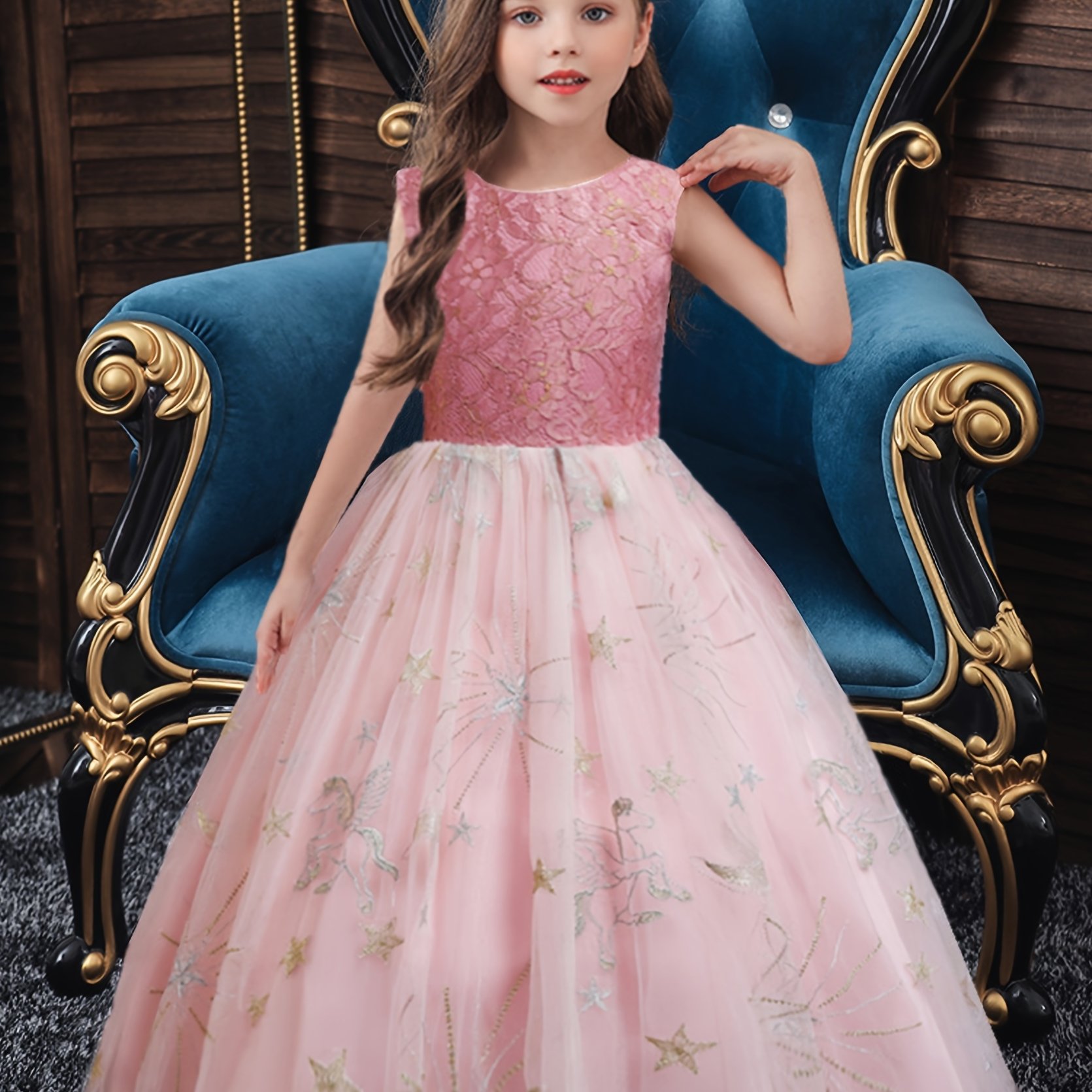 Taqqpue Kids Dress Girls Sleeveless Princess Dress Bow Tie Lace Flowers  Mesh Dress Tufted Dress Pageant Birthday Party Outfits Wedding Formal Dance  Evening Maxi Gown Princess Dress 