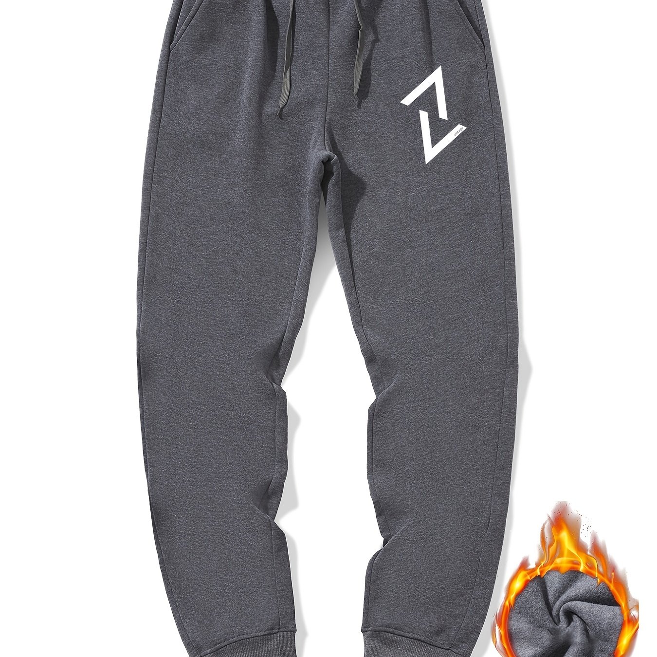 Warm Fleece Casual Pants, Men's Thick Sweatpants With Zipper Pockets For  Fall Winter