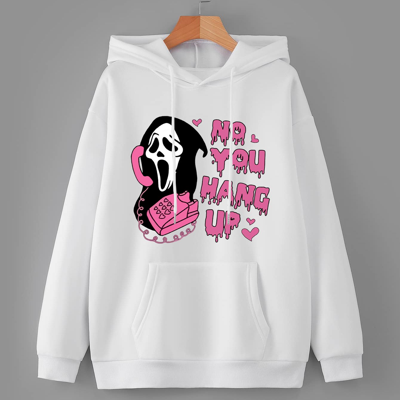 Casual Cartoon Print Loose Hoodie, Drawstring Hooded Pocket Fashion Long  Sleeve Sweatshirt, Women's Clothing