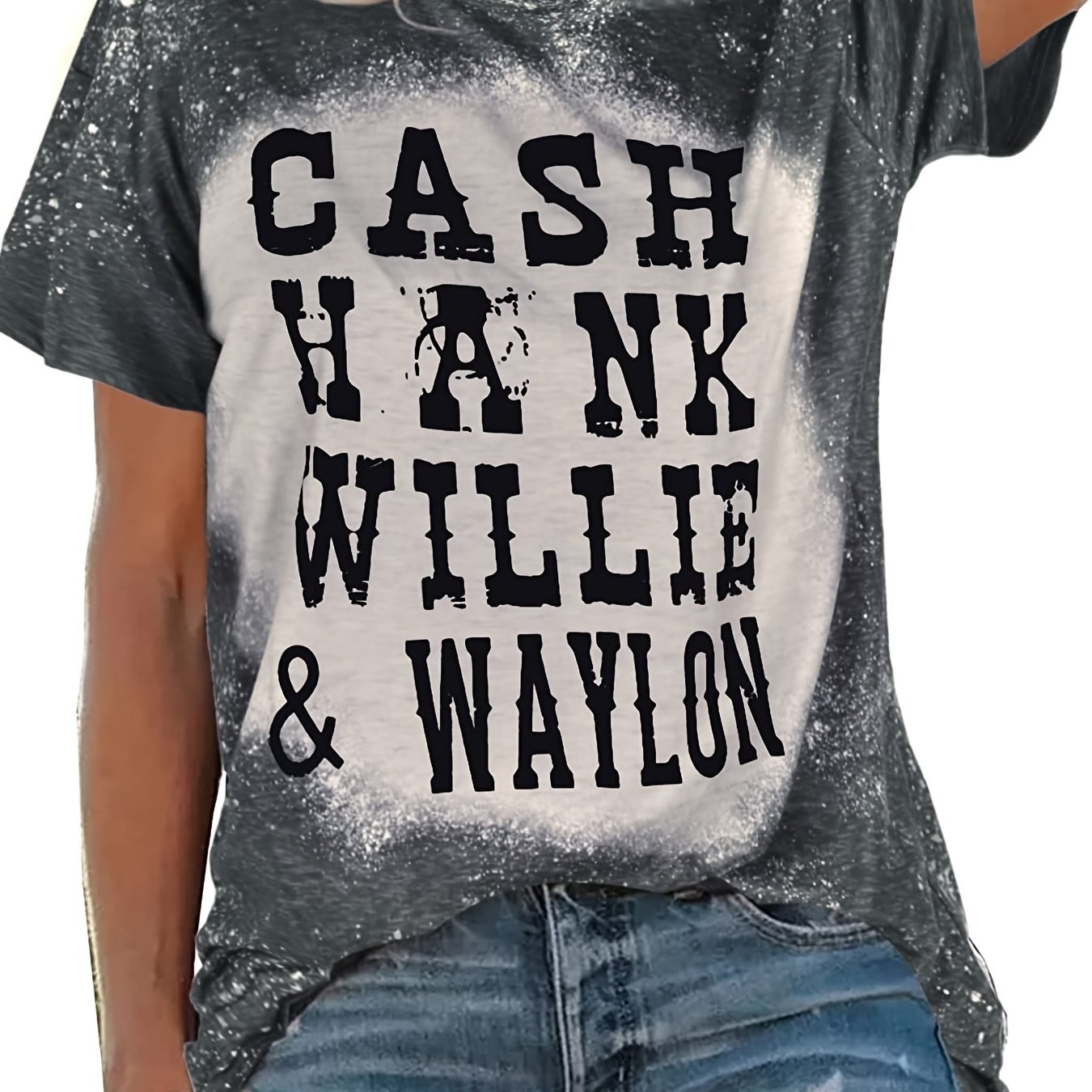 Tie Dye & Letter Print T-Shirt, Casual Crew Neck Short Sleeve T-Shirt, Casual Every Day Tops, Women's Clothing
