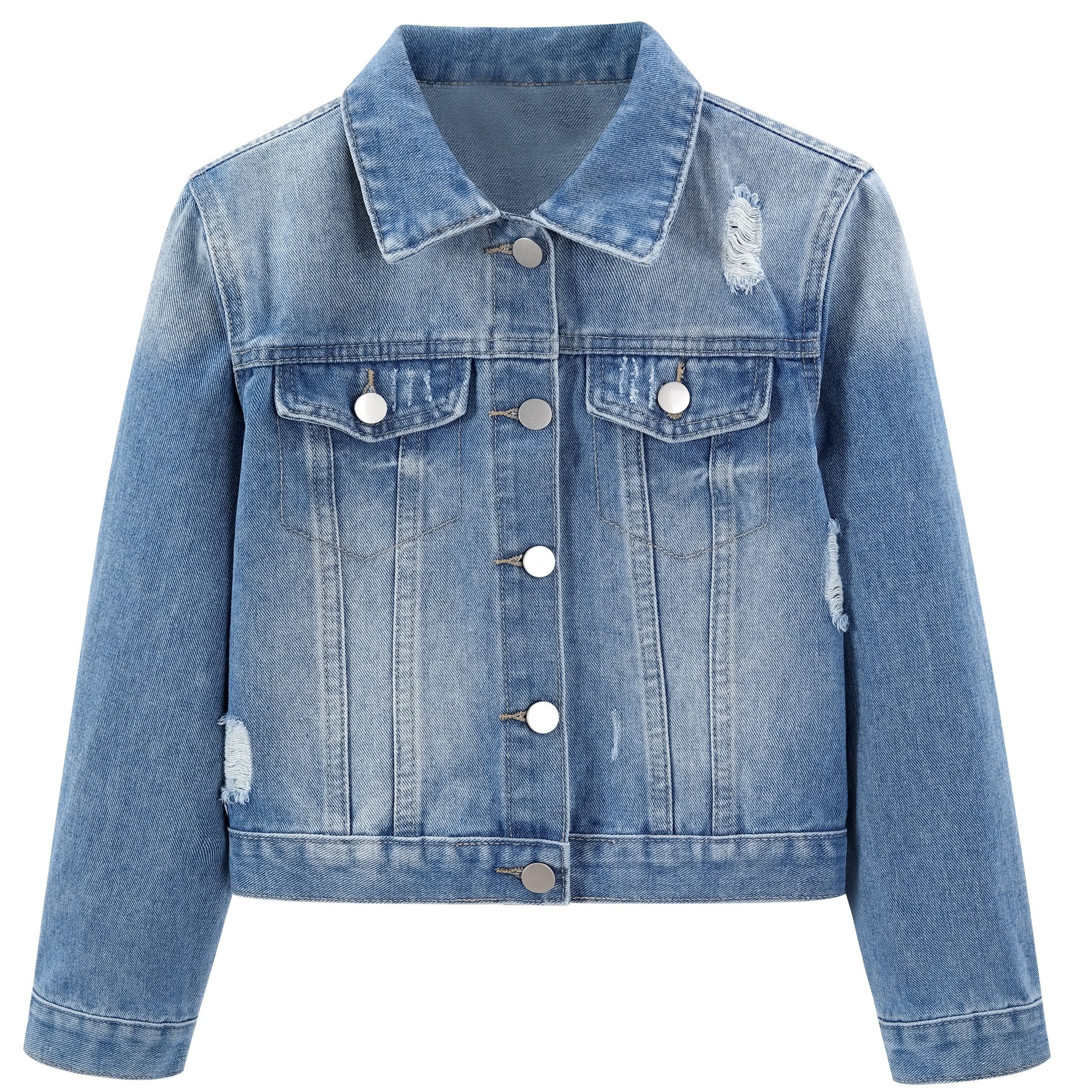 Ripped jean best sale jacket for girls