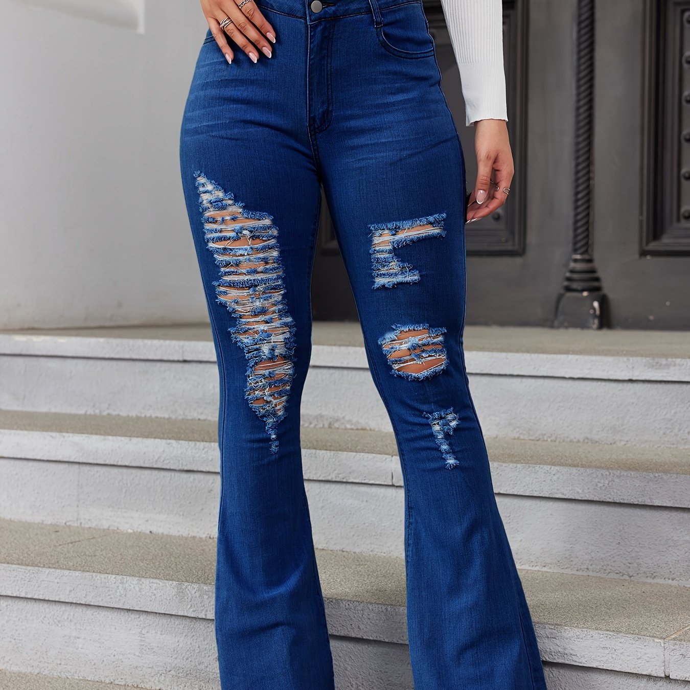 Glozeplus Bell Bottom Jeans for Women High Waisted Skinny Ripped Denim Pants  Fashion 2024 at  Women's Jeans store