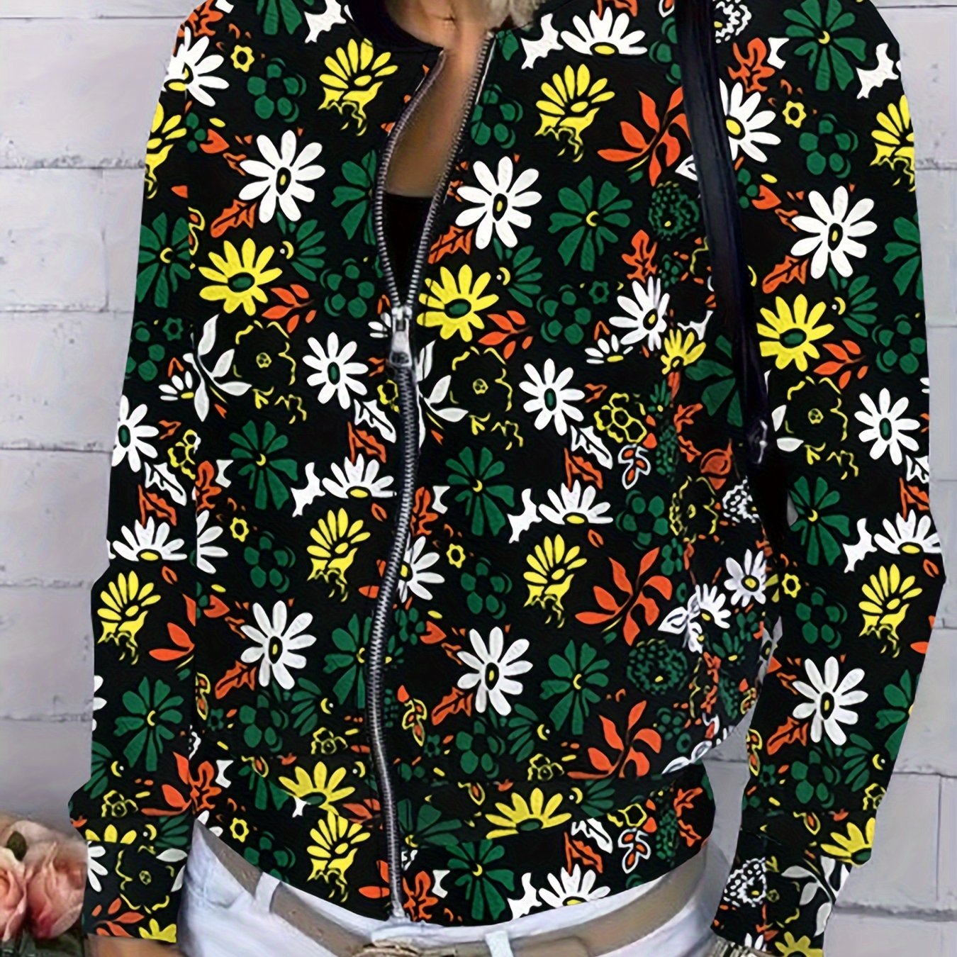 floral print bomber jacket zara