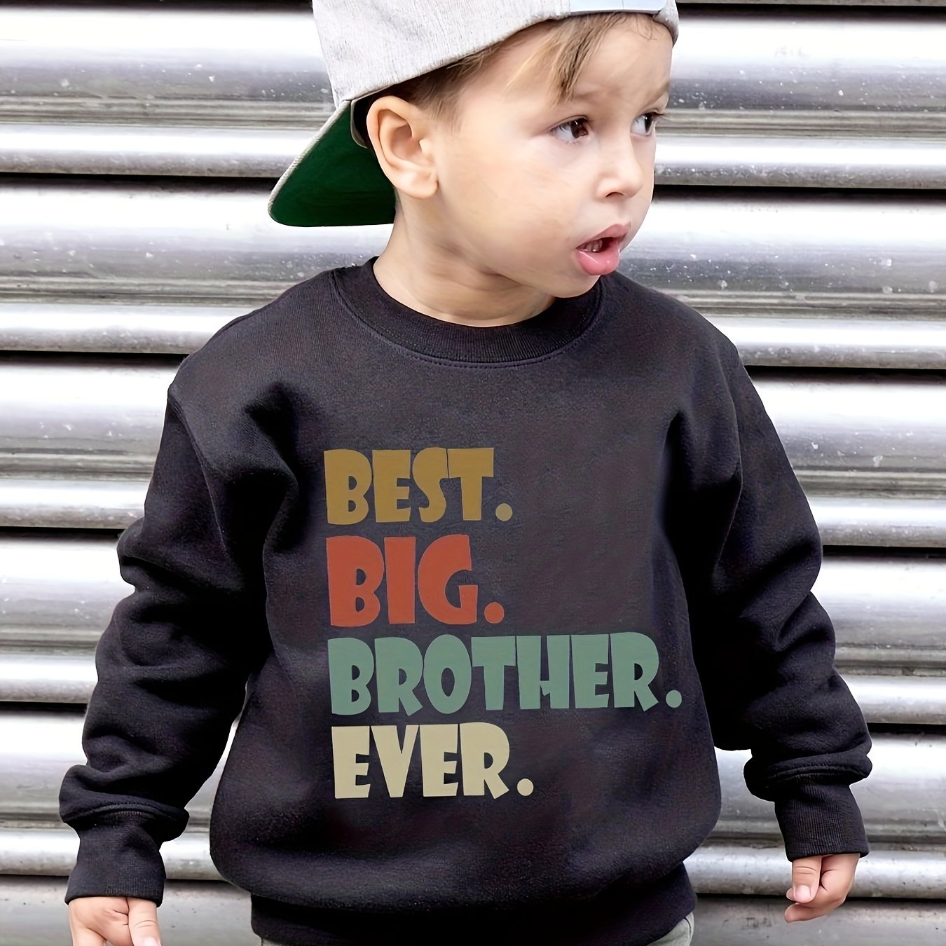 Boys' Fall/ -lined Sweatshirt - "best. Big. Brother. Ever." Letter Print Loose Fit Casual Long Sleeve Pullover