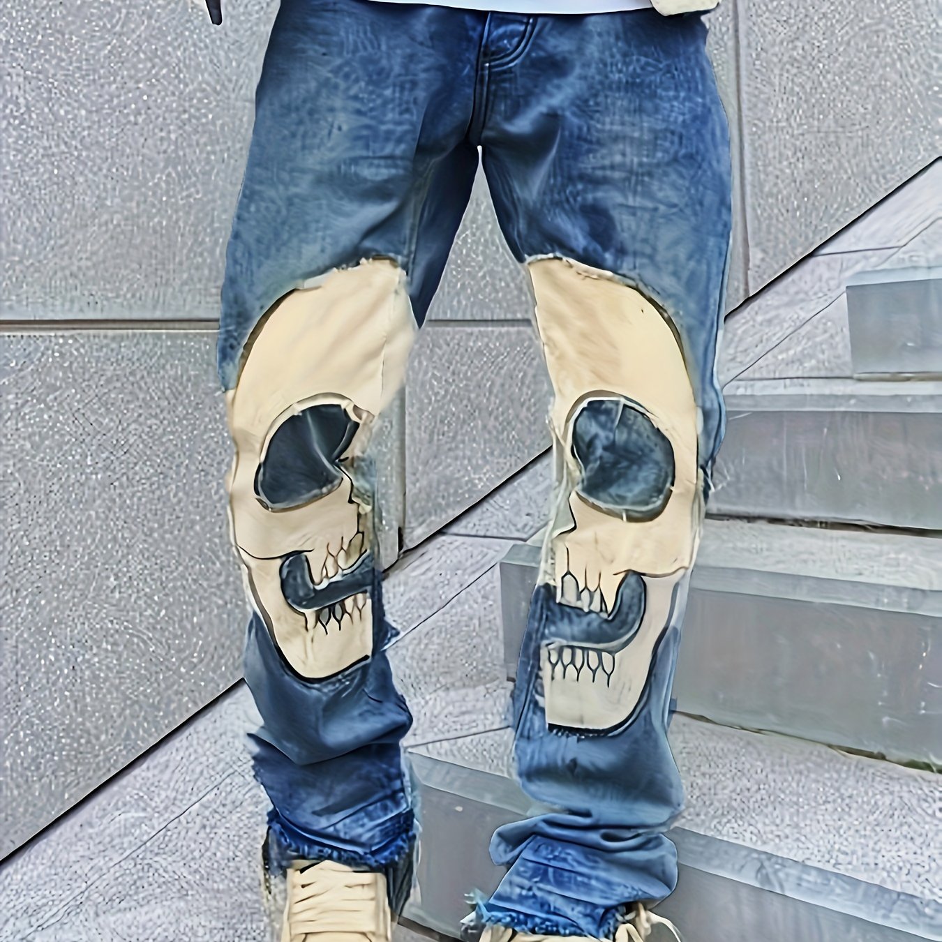 Skeleton Oversized Black Jeans Hip Hop Skeleton Pants – Skulls