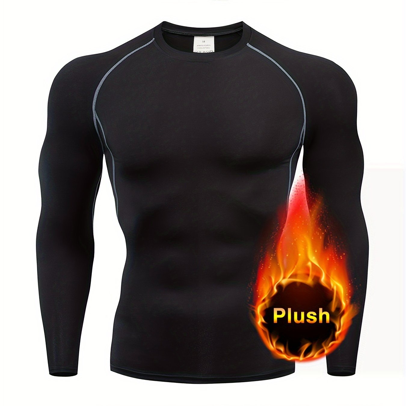Solid Compression Shirts Men Long Sleeve Athletic Moisture Wicking  Baselayer Undershirt Gear Tshirt For Sports Workout