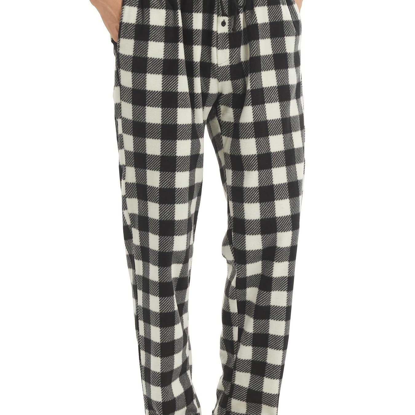 Men's Plaid Drawstring Thick Pajamas Pants Thick Thermal - Temu