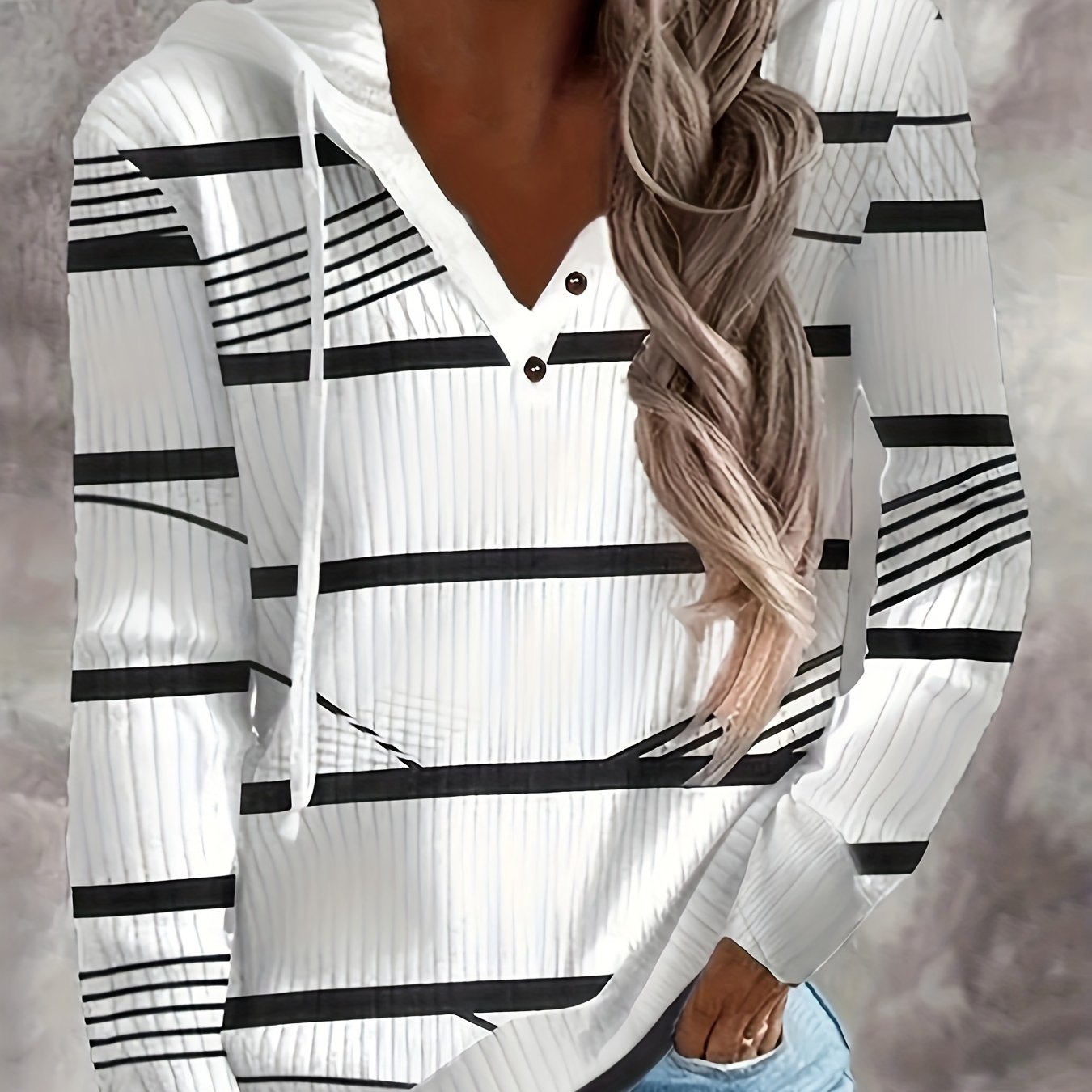 Women's Fashion Printed Hooded Long Sleeve T-shirt