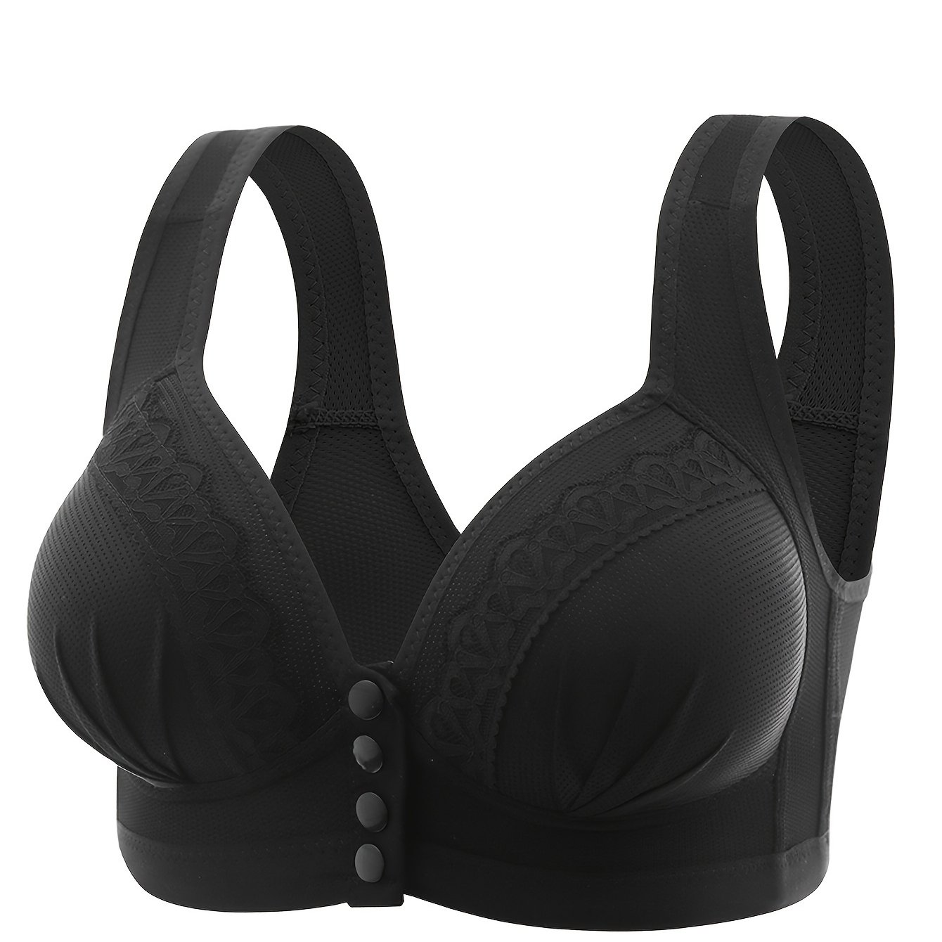 Contrast Lace Wireless Bra Comfy Breathable Front Buckle - Temu United Arab  Emirates