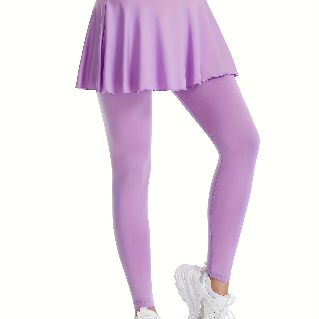 YYDGH V-Shaped High Waist Yoga Pants with Skirt Tennis & Golf Leggings with  Pocket Skirted Leggings for Women Purple M 