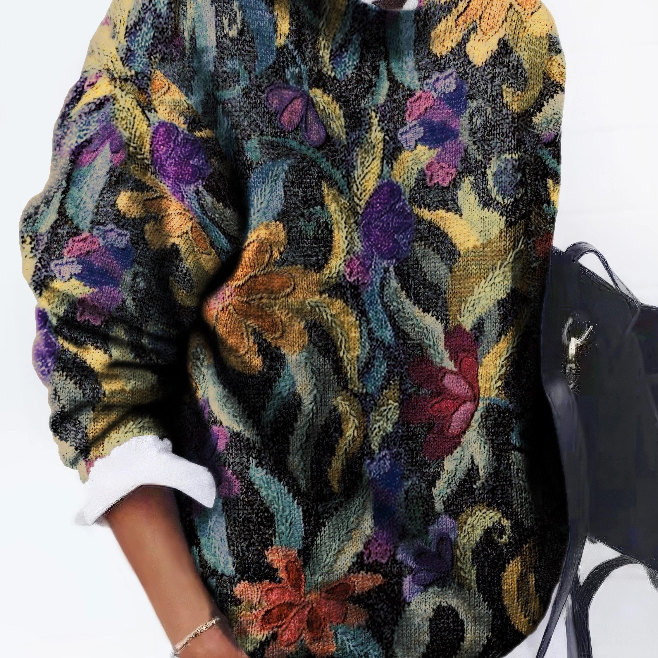 TEMU All- Pattern Round Neck Long Sleeve Fashionable Casual Women's Thick Sweater, Sweater For Women, Ladies Sweaters, Knitwear Women Winter, Womens Knitwear, Jumper For Women