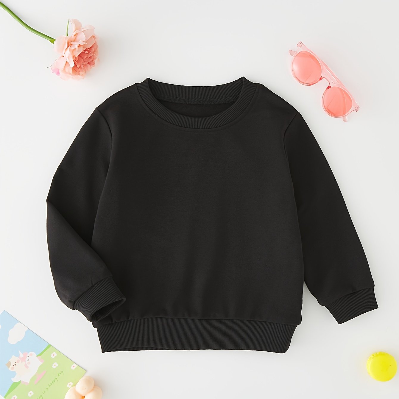 Toddler/ Kids Solid Sweatshirts Crew Neck Versatile Comfy - Temu Canada