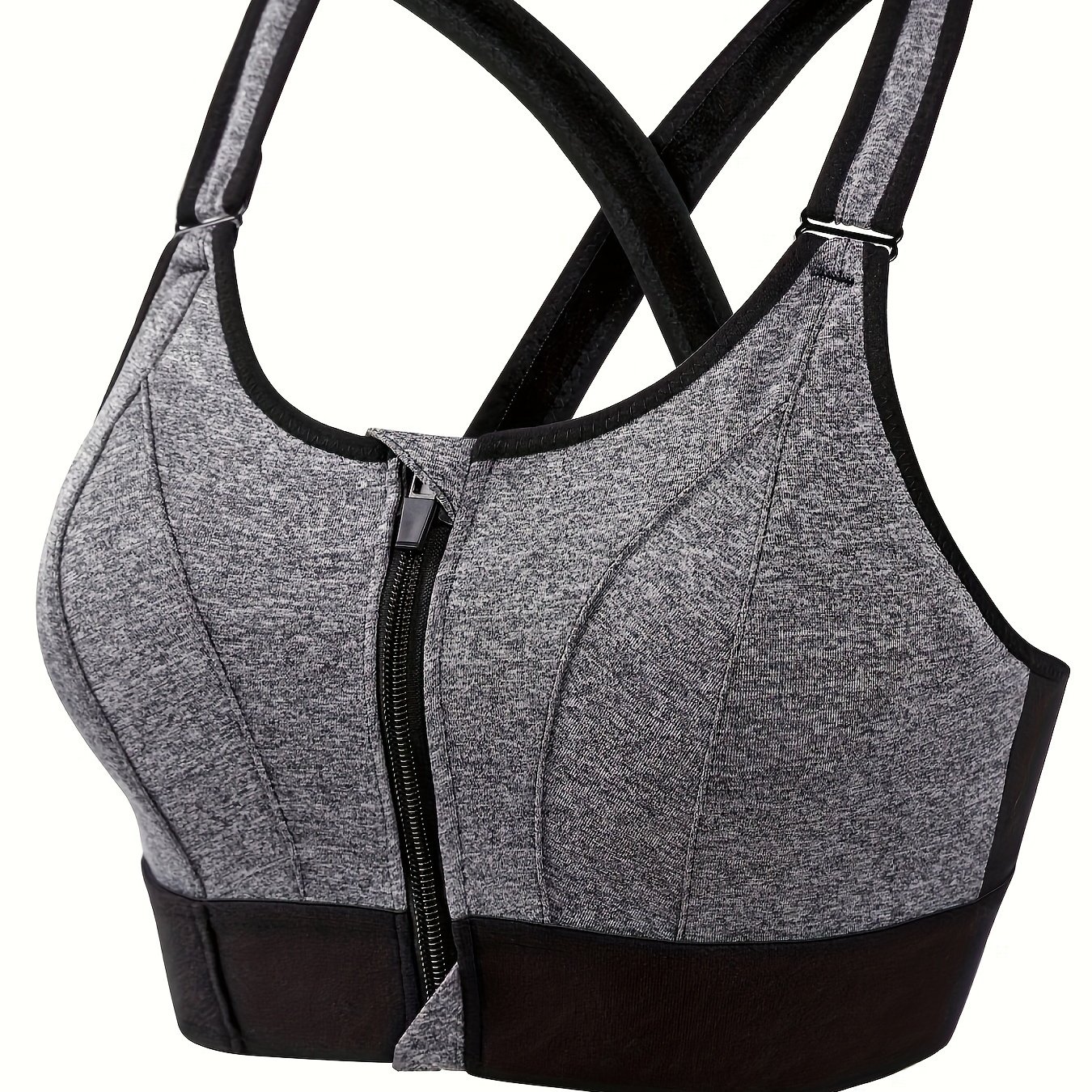 Women's Activewear: Zipper Padded Bras with Adjustable High Impact  Crisscross Straps for Quick-Drying Yoga Workouts