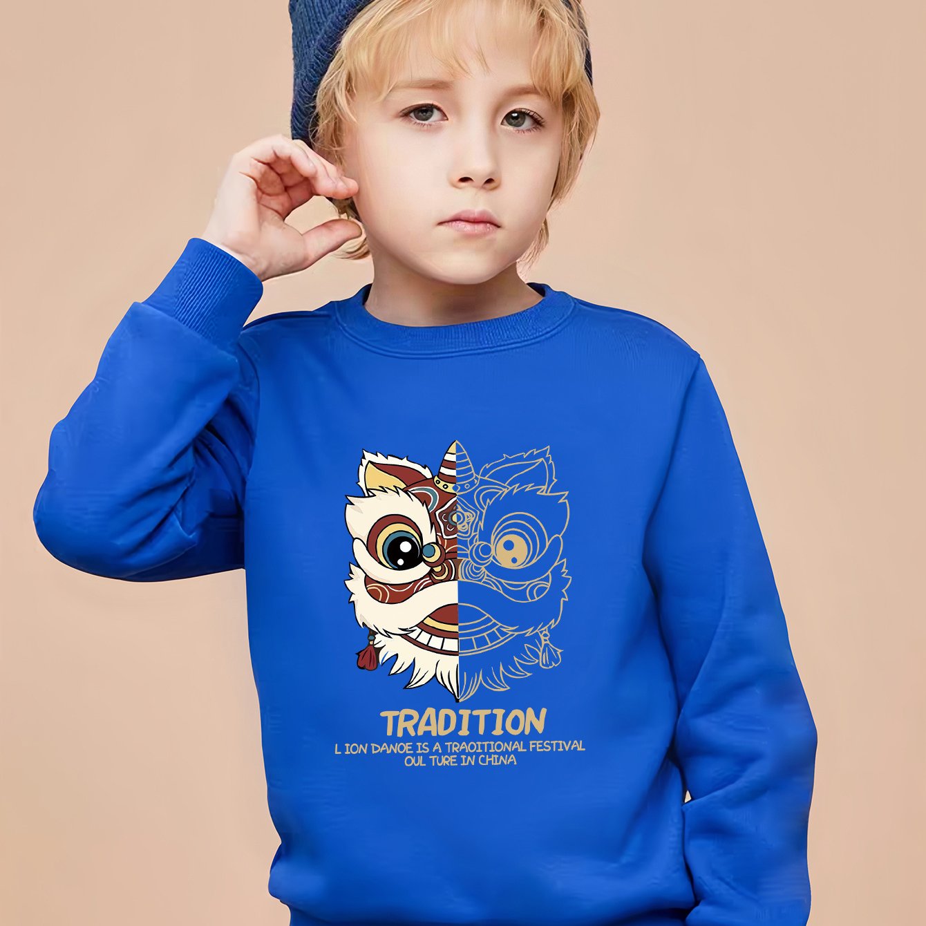 Lion Dance Pattern Print Sweatshirt For Kids Boys Keep Your - Temu Spain