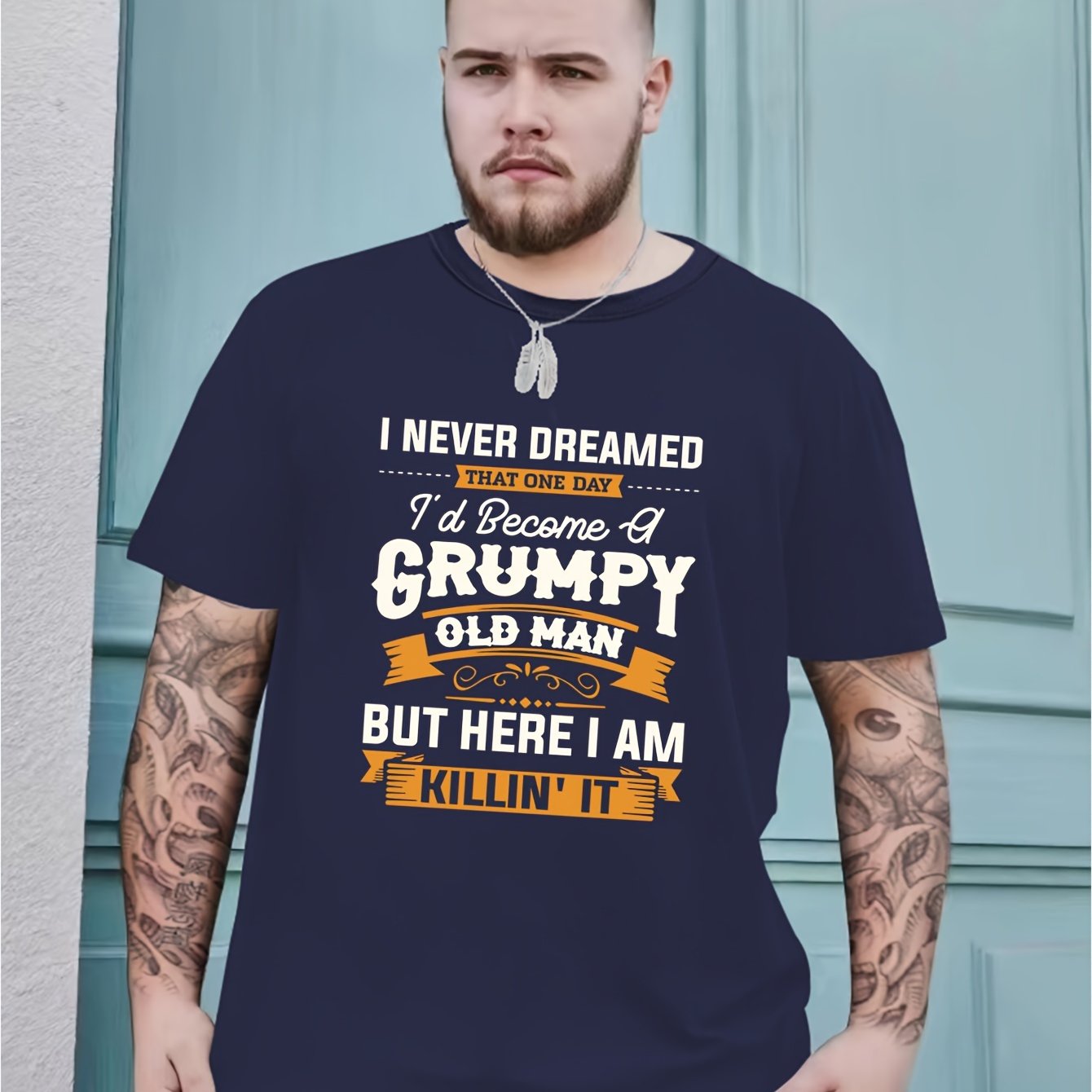 TEMU Spring/summer Short Sleeve T-shirt Fashion Brand Printed Men's Youth Spring/summer Round Neck Enlarged Widened Casual Versatile Top, Plus Size