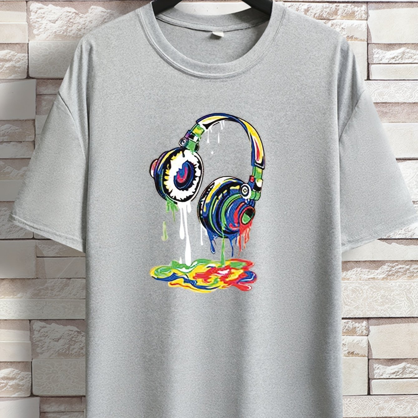 TEMU Spring/summer Short Sleeve T-shirt Fashion Brand Printed Men's Youth Spring/summer Round Neck Enlarged Widened Casual Top