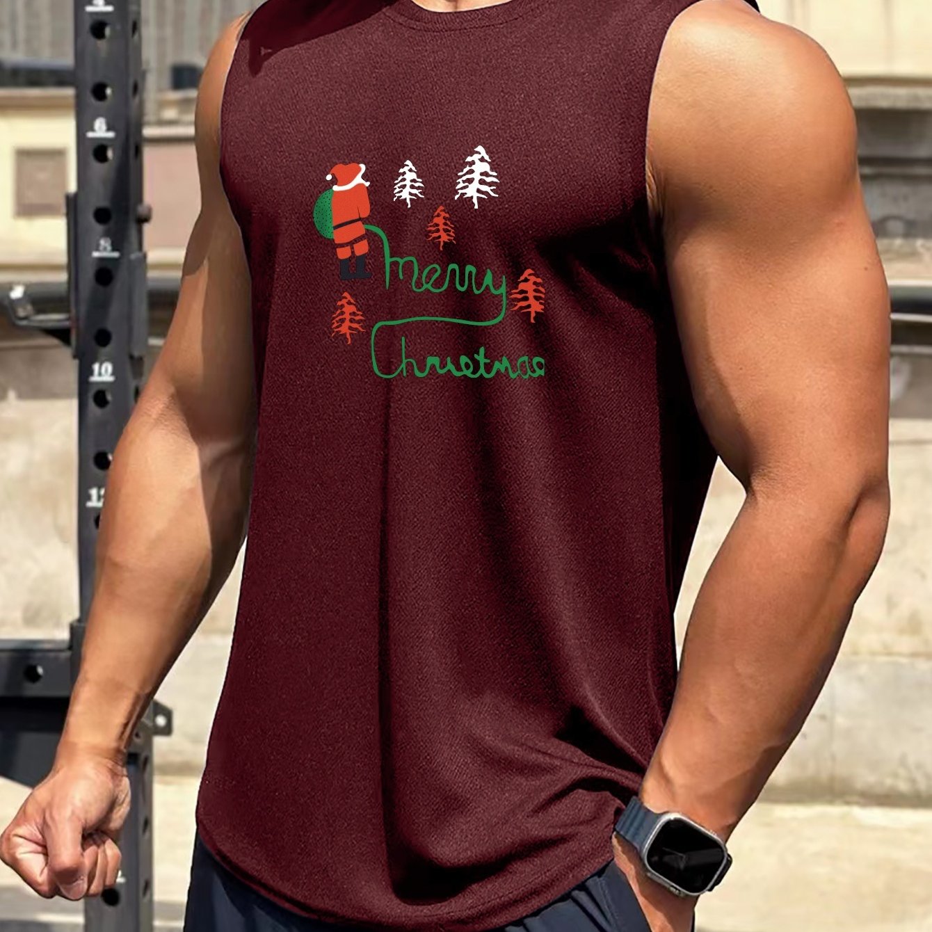 Shirt Christmas Jumper Vest Crew Neck Mens Christmas Vest Top