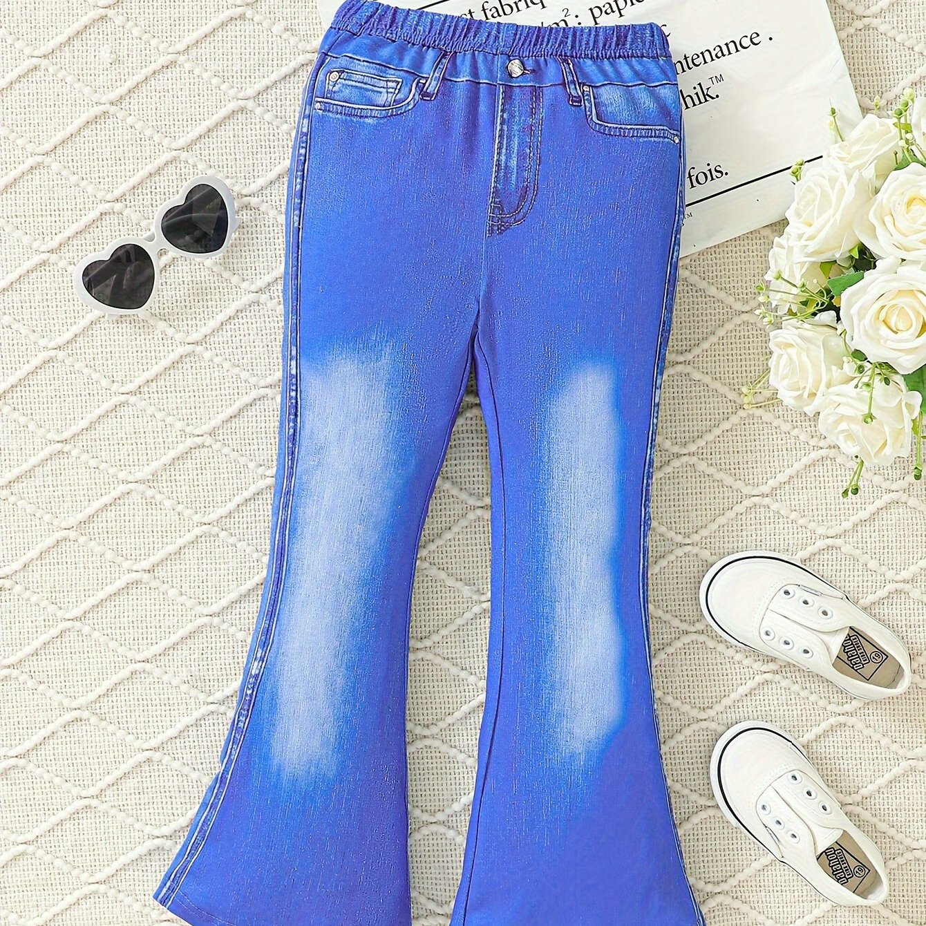 Girls (1 10y) Cute Ruffle Bell bottom Solid Legging Trousers