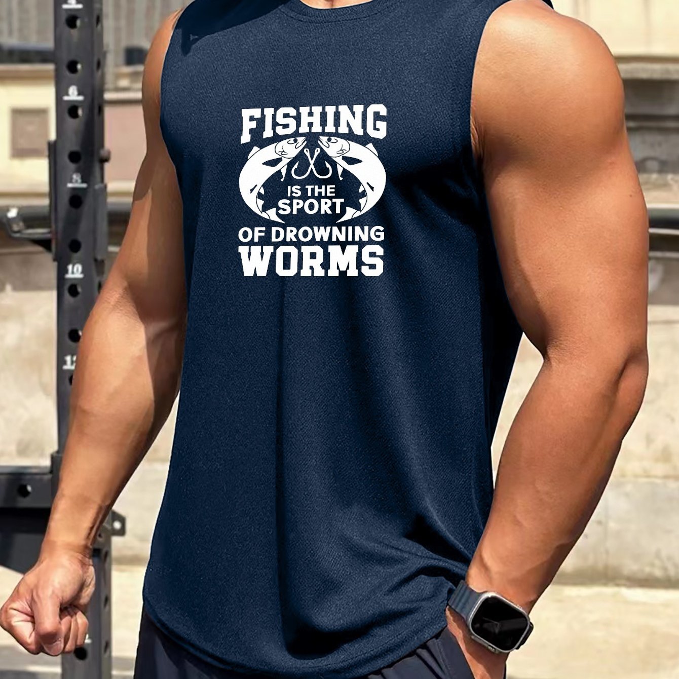 Funny 'fishing Drowning Worms' Print A shirt Tanks - Temu