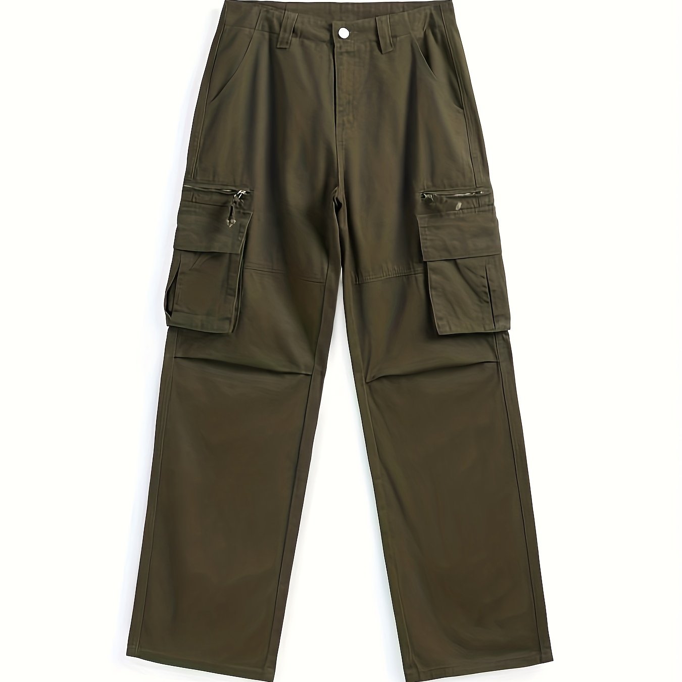 Plain Flap Pockets Cargo Pants Loose Fit Non stretch Y2k - Temu France