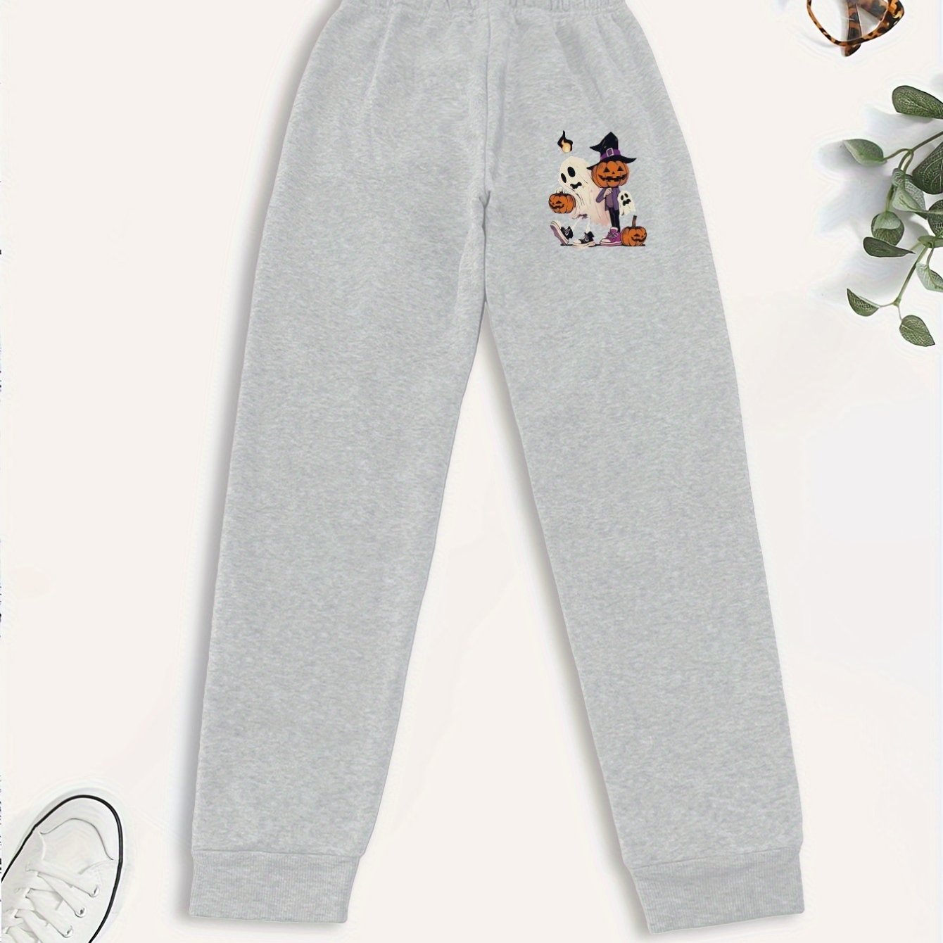 Halloween Pumpkin Print Girls Sweatpants Casual Versatile - Temu