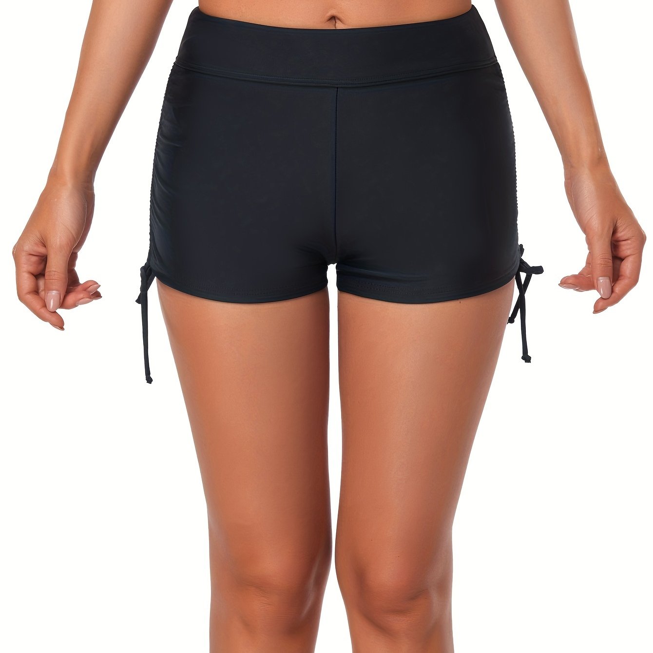 Drawstring Plain Black Swim Shorts Medium Stretch Comfy - Temu New Zealand