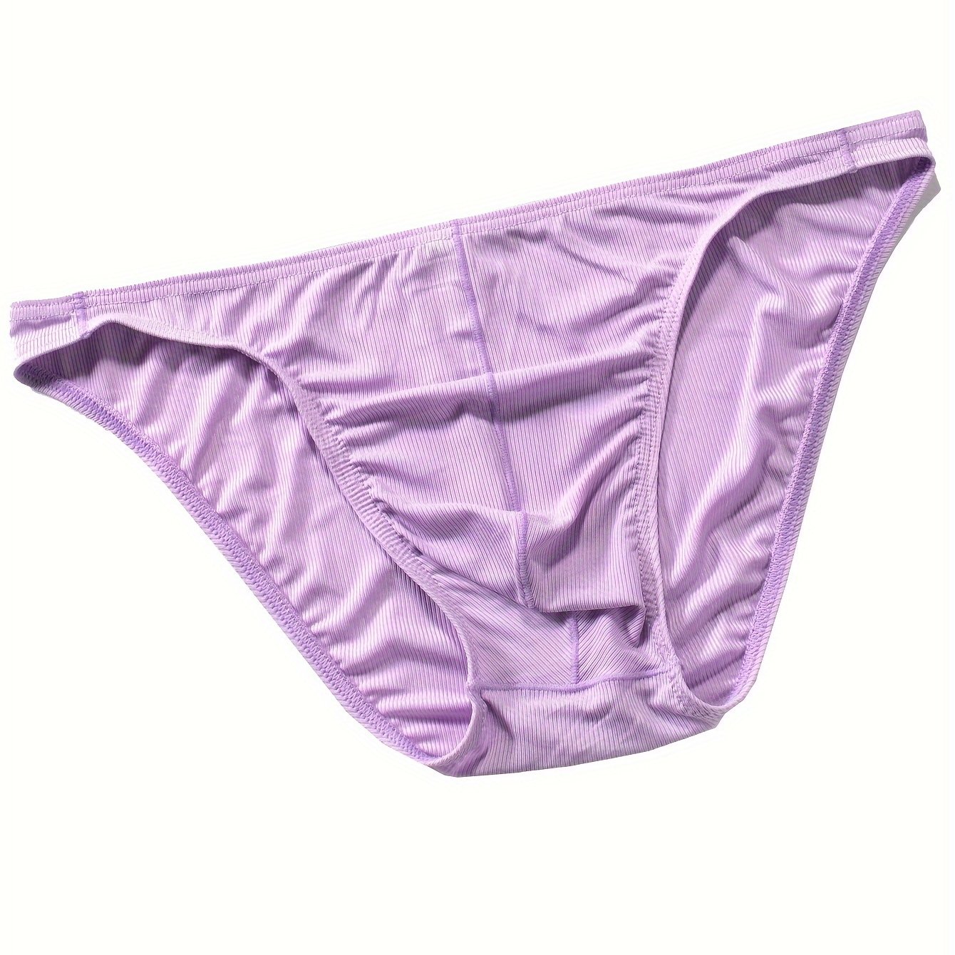 TEMU 1pc Men' Purple Briefs - Ultra-thin, Stretchy, Breathable, Comfortable Knit Boxer Briefs With Elastic Waistband, Casual Wear, Polyester Fabric,