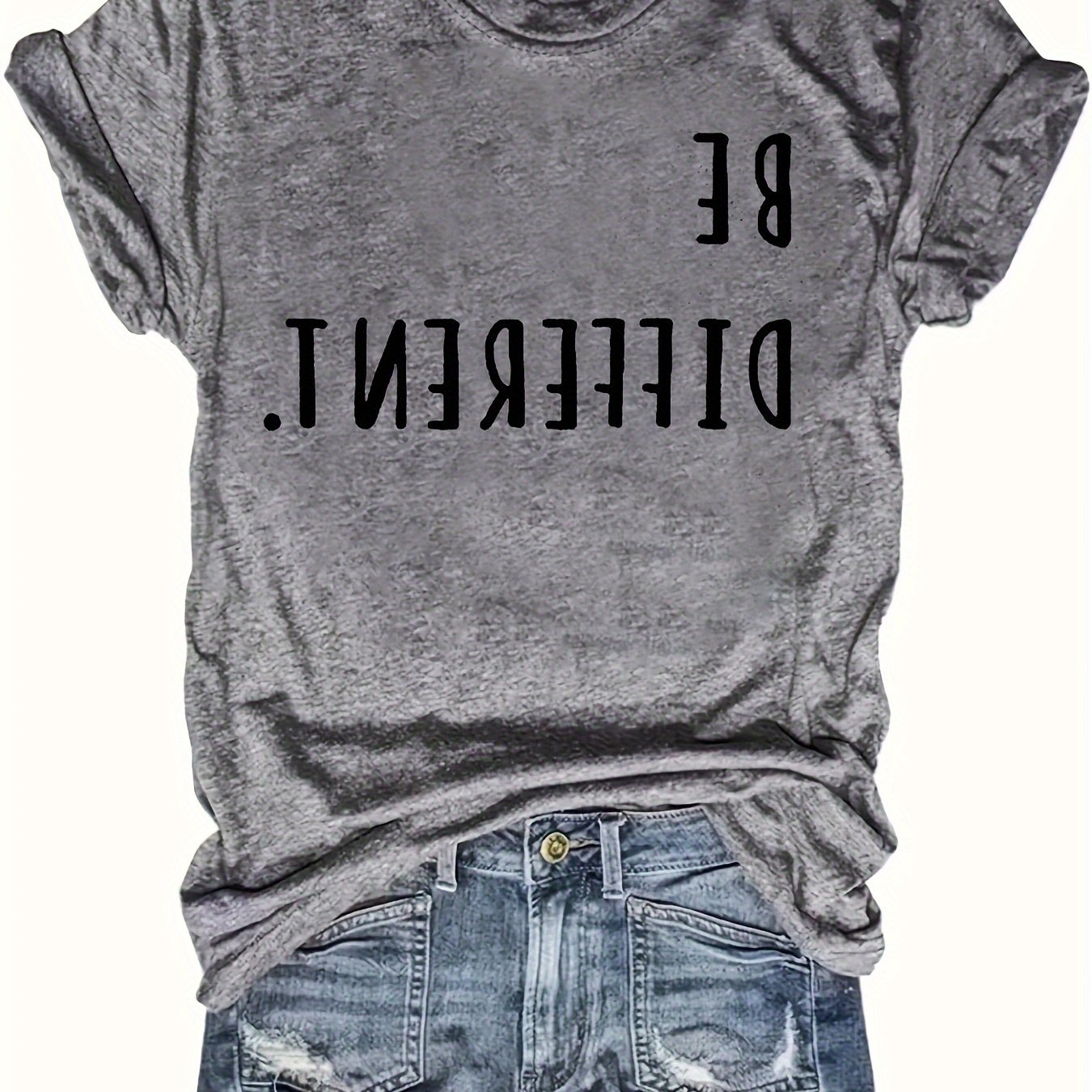 Image of 2023 Cross-border European And American Women's Clothing, Round Neck Pocket Short Sleeve Casual Loose Top Basic Short Sleeve T-shirt