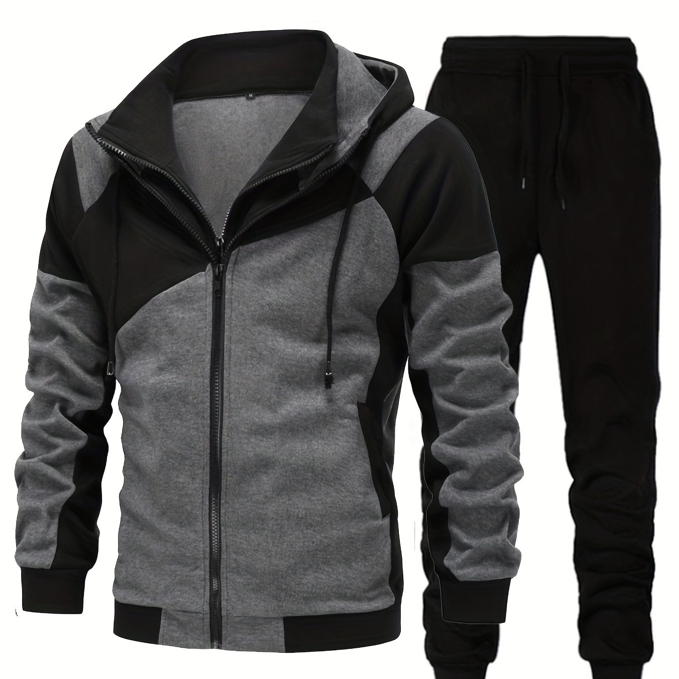 Classic Color Block Men's Athletic Tracksuit Set Casual Full