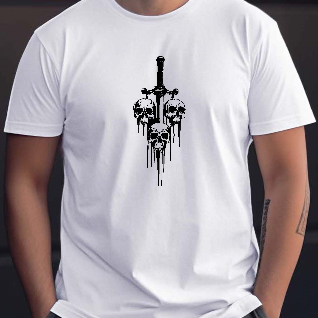 Men S Gaiam Clothingmen's Skull Cross Print T-shirt - Summer Casual  Broadcloth Tee