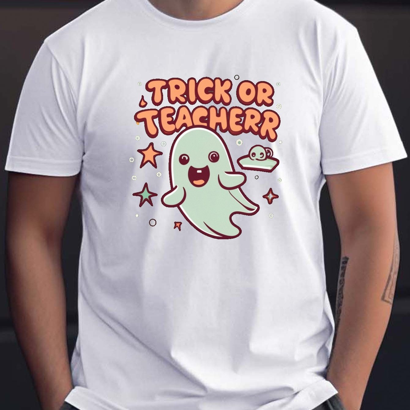 Halloween Cute Ghost Graphic Print Men's Creative Top Casual - Temu