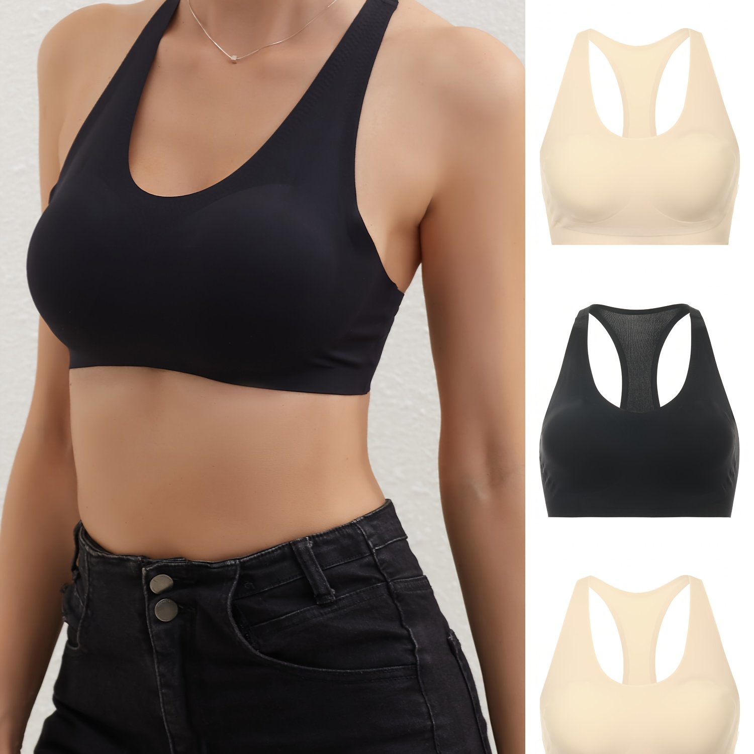 Seamless Solid Sports Bras Comfy Breathable Running Workout - Temu