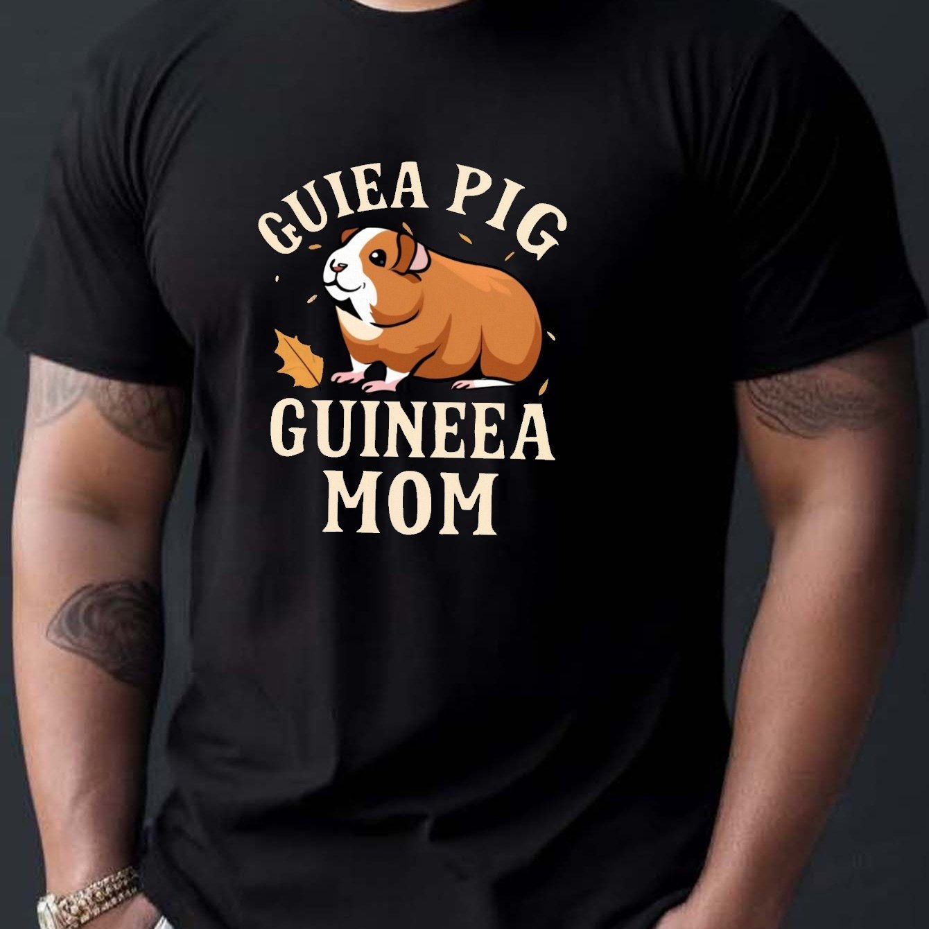 TEMU Ai Fall Text Guinea Pig Mom Wrinkle - Mens T-shirt - Front Shoulder Fit