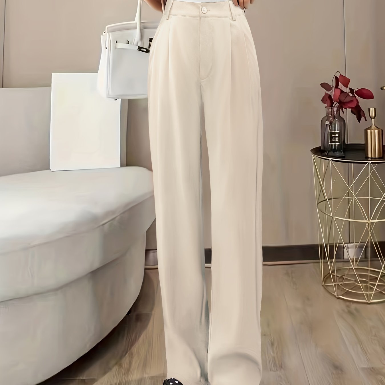 YWDJ Linen Pants for Women High Waist Beach High Waist High Rise Trendy  Casual Long Pant Pants Solid Color Comfortable Button Decoration A Popular  Choice for Everyday Wear Work Casual Event 8-Gray