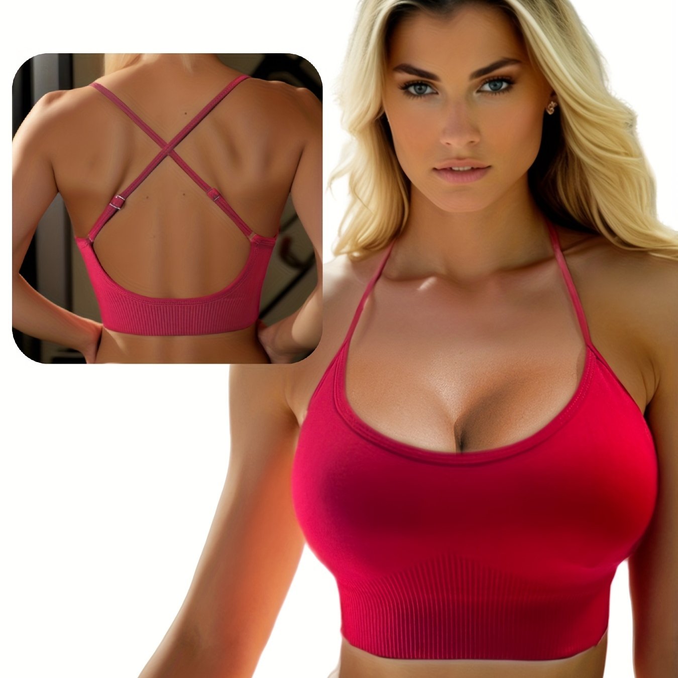 Women's Criss Cross Scoop Neck Sports Bra High Support - Temu Germany