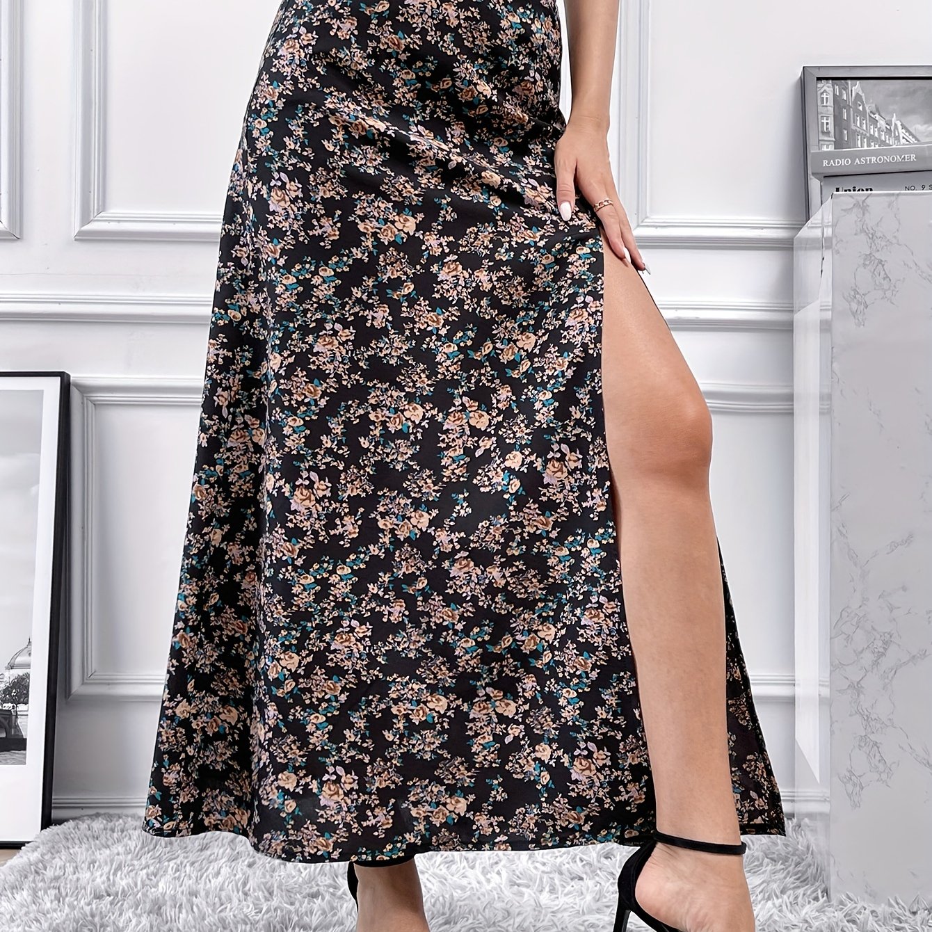 Faldas Cintura Alta Estampado Floral Faldas Largas Elegantes - Temu Chile