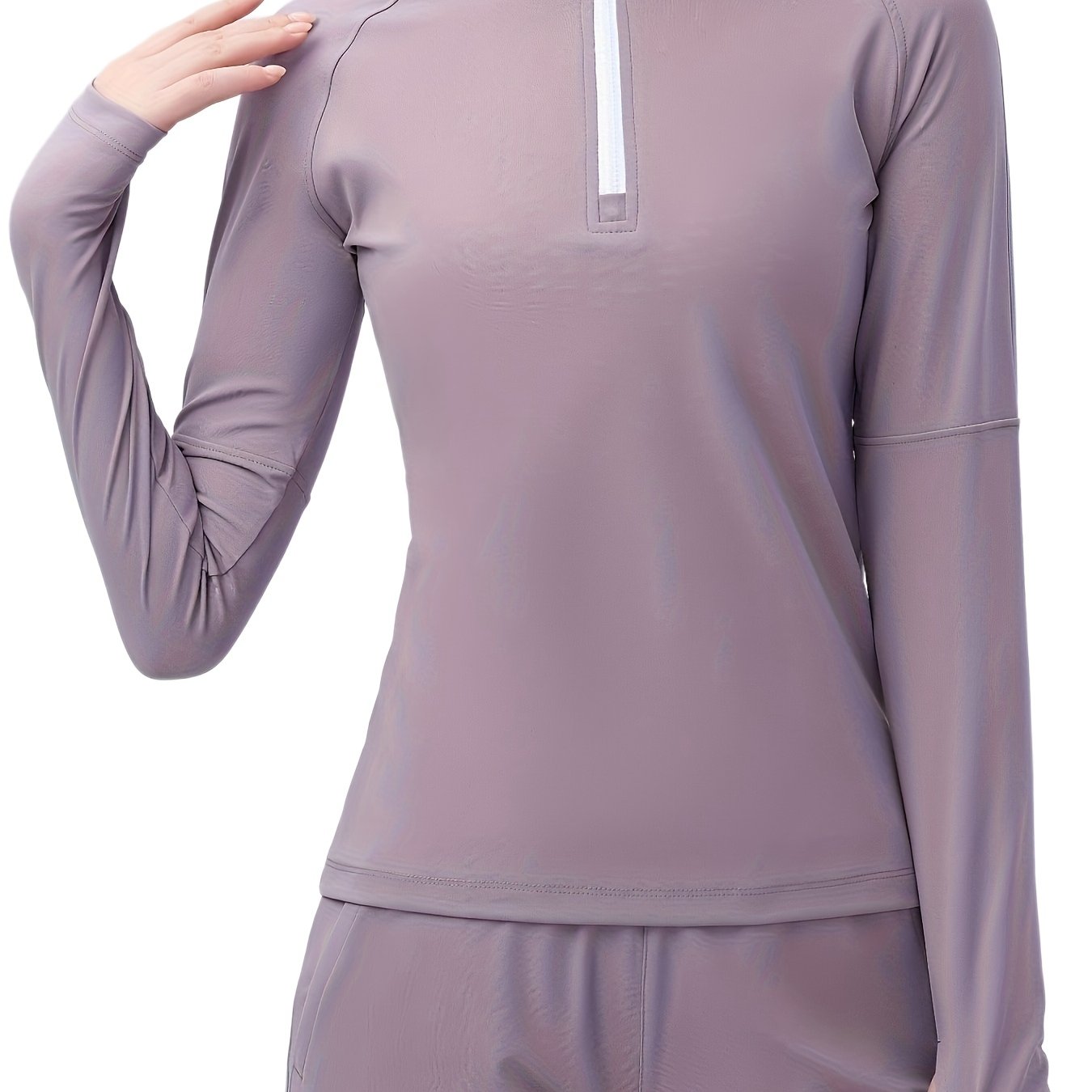 Women's Long Sleeve Shirts 1/4 Zip Pullover Workout Tee Thermal Top M 