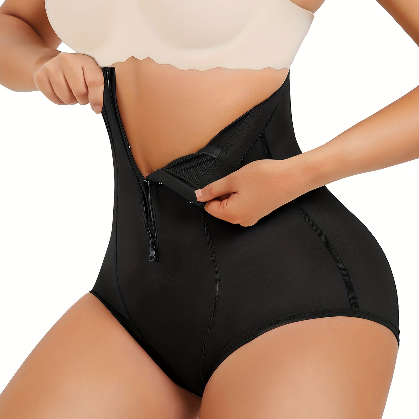 High Waist Zipper Shaping Panties Tummy Control Compression - Temu