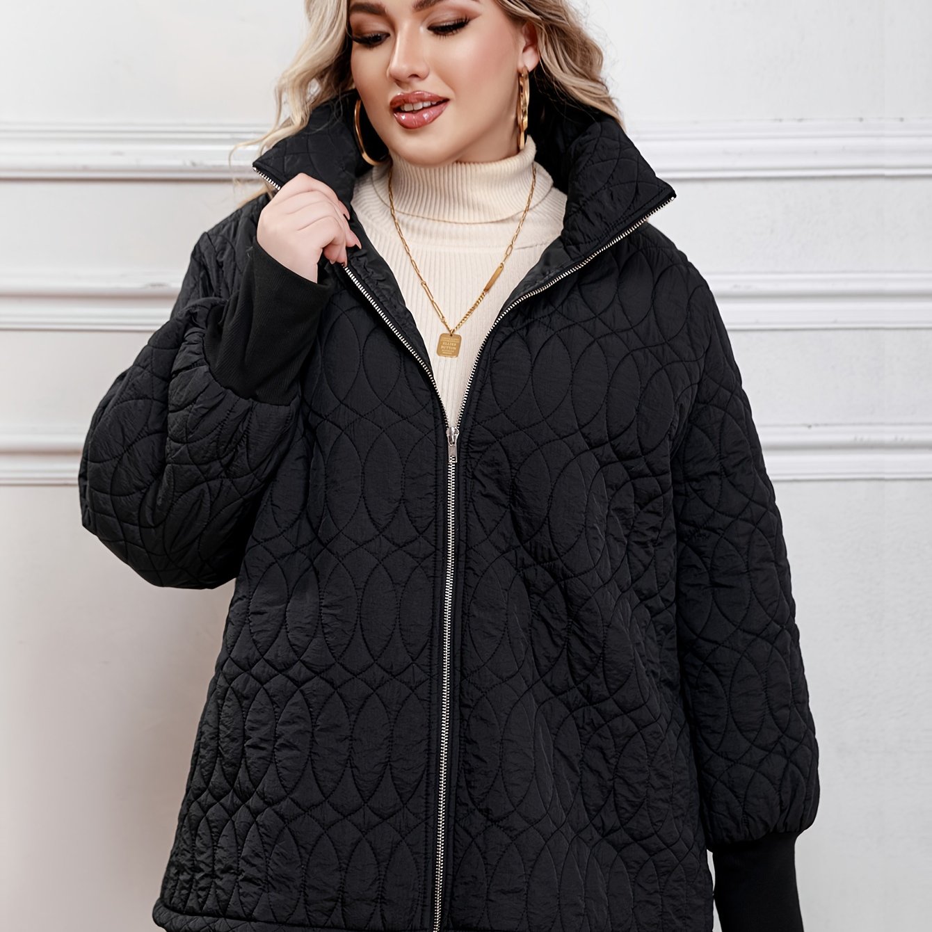 Plus size hotsell black quilted jacket