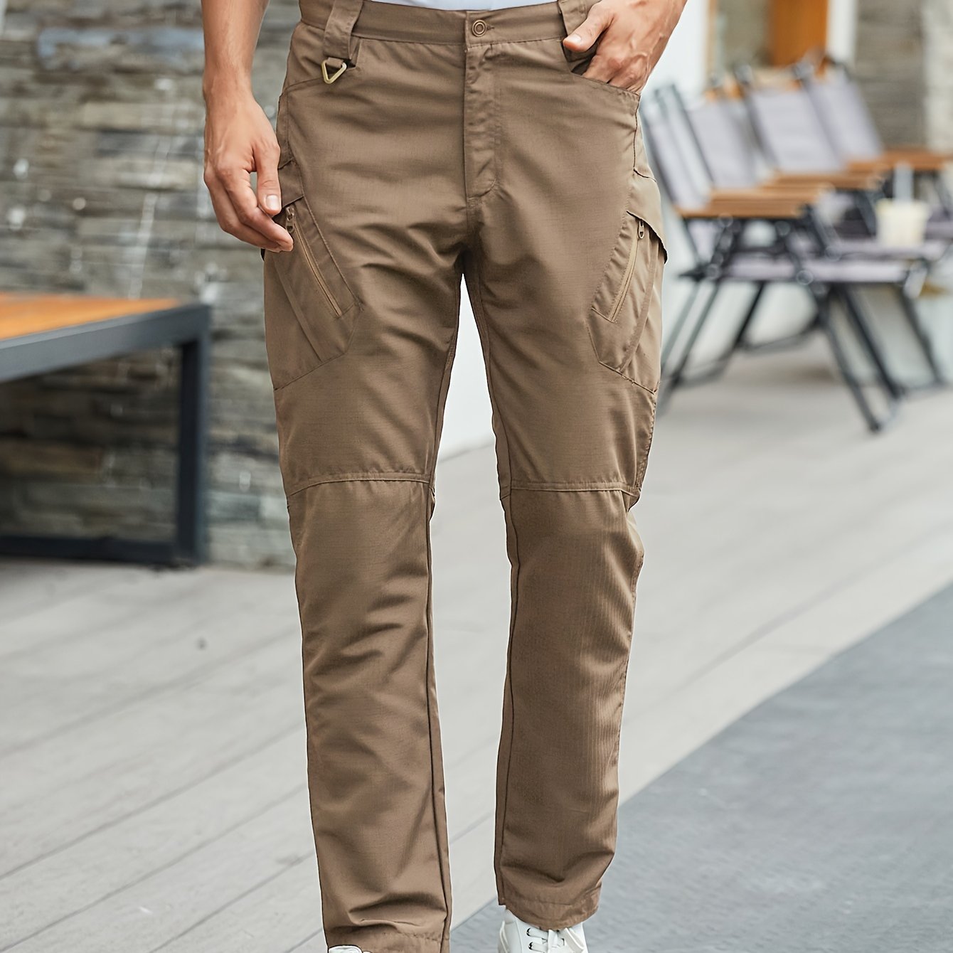 Trendy Solid Cargo Pants Men's Multi Flap Pocket Trousers - Temu