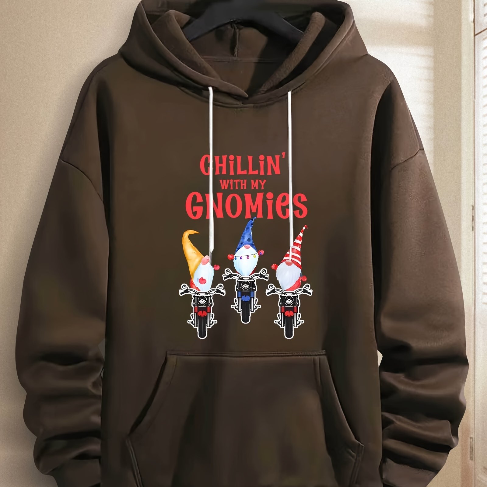 Christmas Gnomes Print Hoodie, Cool Hoodies For Men, Men's Casual