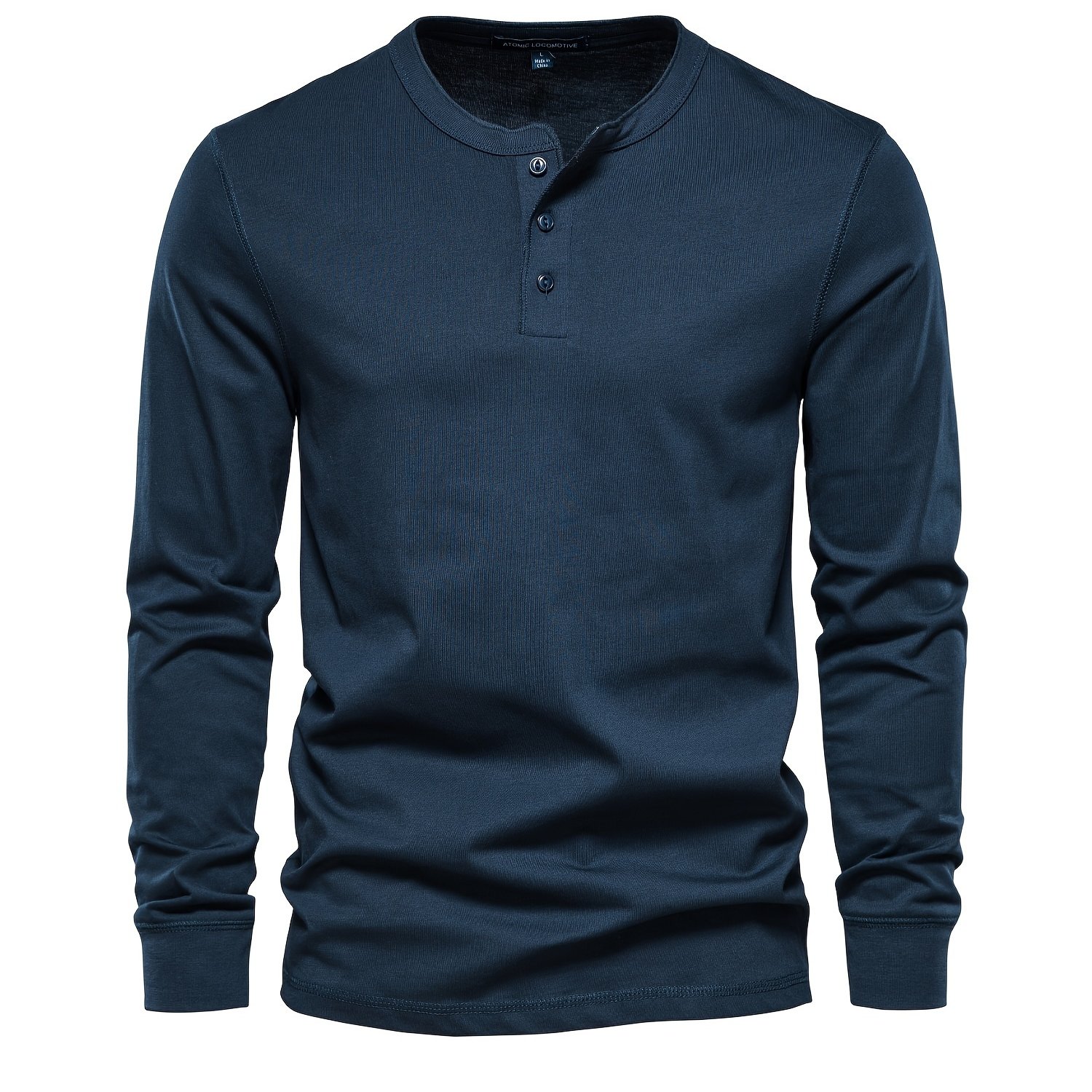 Solid Henley Collar Rib-knit Shirt, Men's Cotton Casual Fall/winter ...