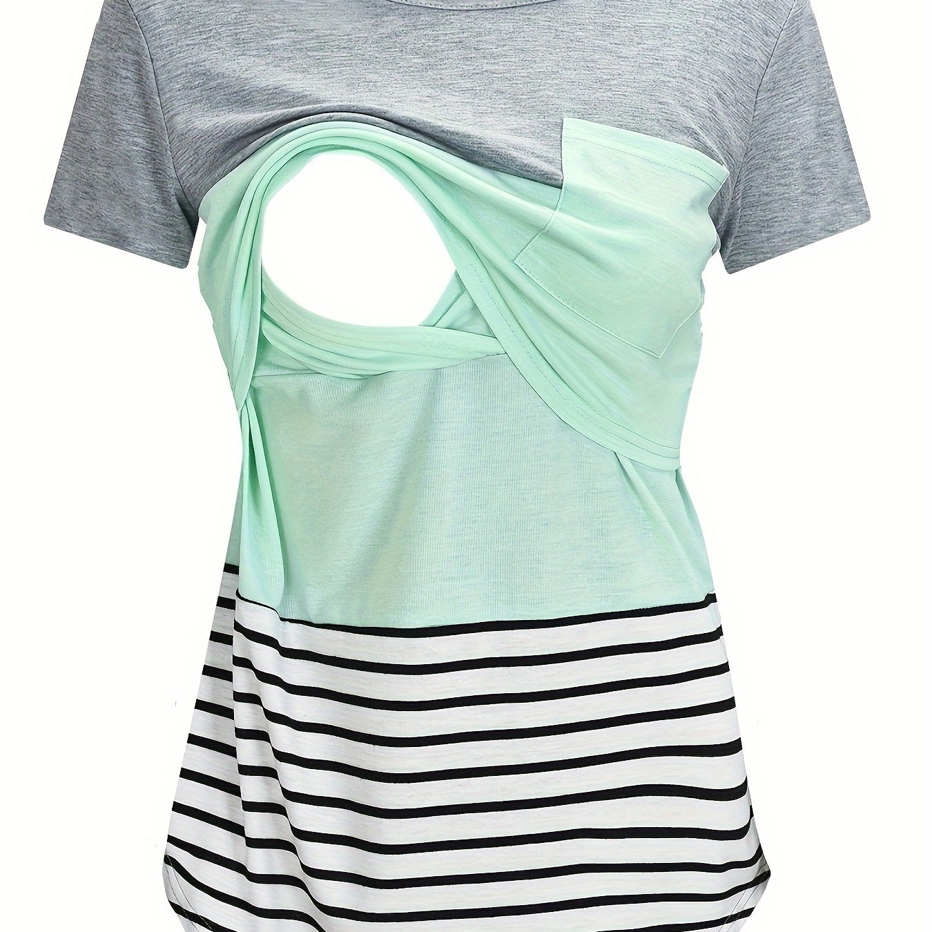 Striped Short Sleeve Pregnant Nursing Top